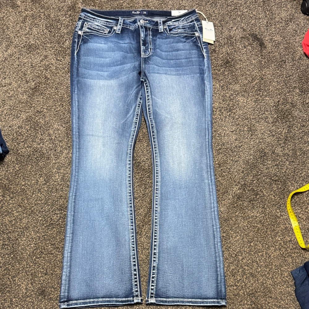 Miss Me Mid Rise Boot Light Blue Jeans 36x34 36 18 18 W Long New! - Picture 7 of 11
